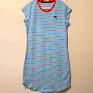 Charpey Blue and Orange Mini Dress Raglan Crew Neck
